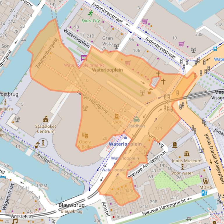 Kaart van postcodegebied 1011PG.