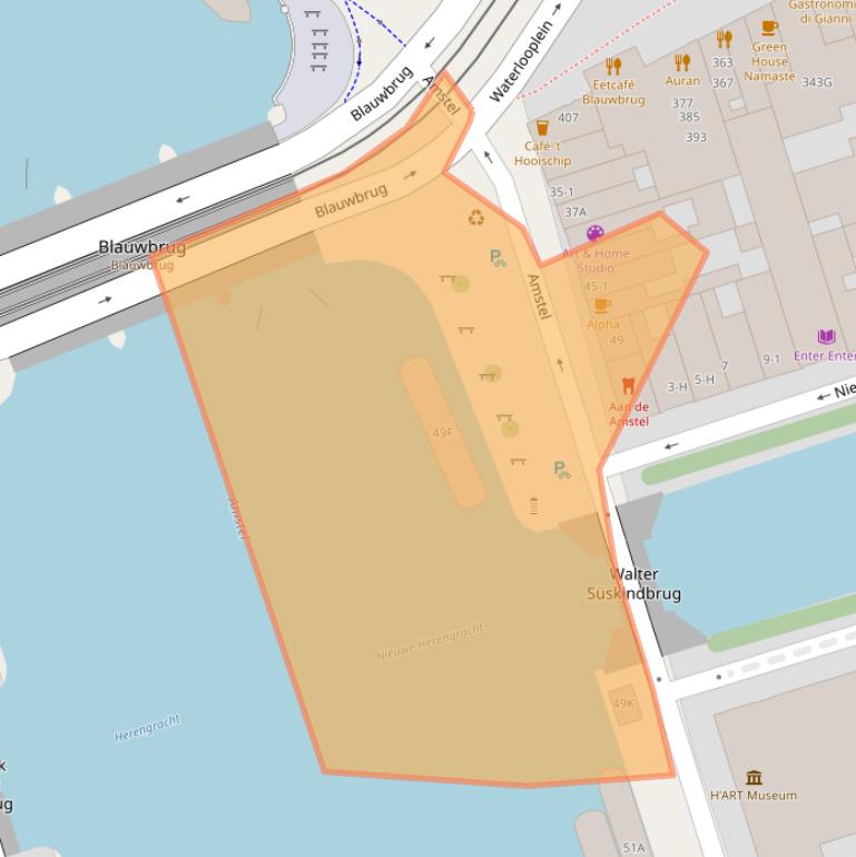 Kaart van postcodegebied 1011PW.