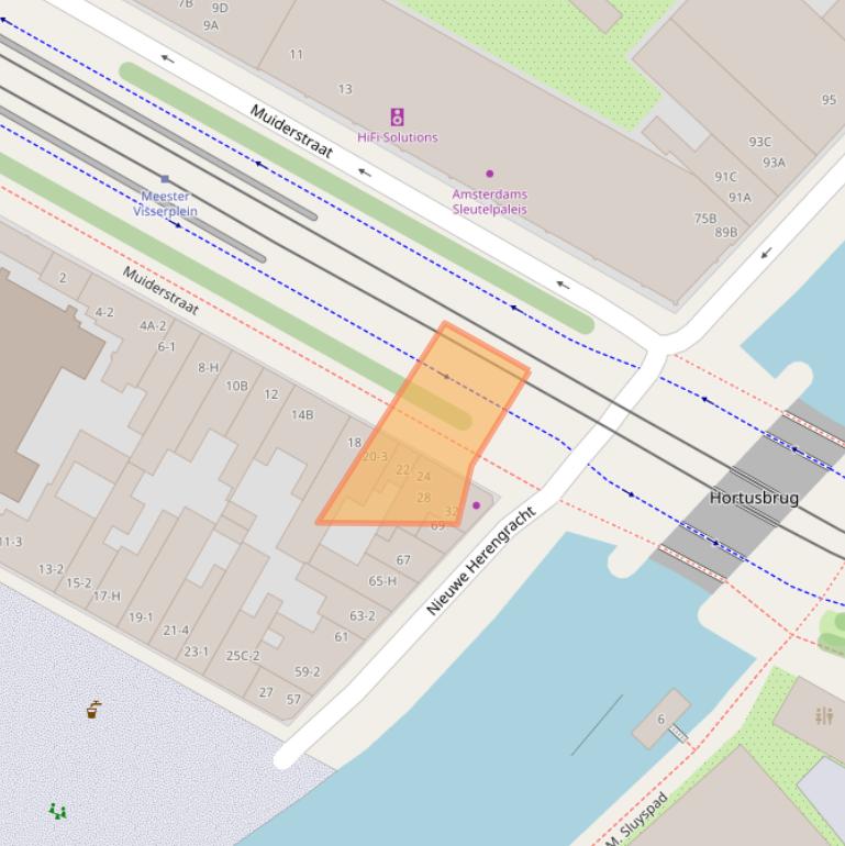 Kaart van postcodegebied 1011RC.