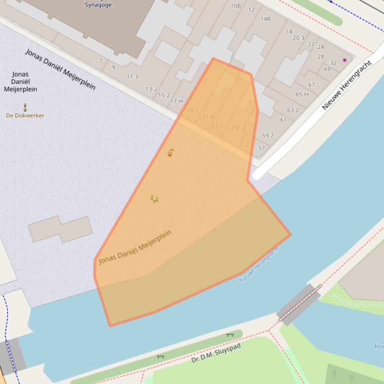 Kaart van postcodegebied 1011RG.