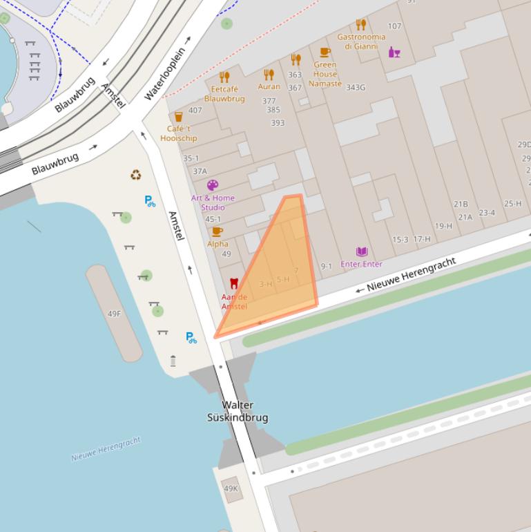 Kaart van postcodegebied 1011RJ.