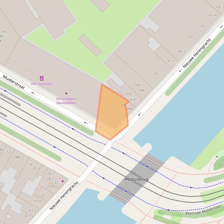 Kaart van postcodegebied 1011RS.