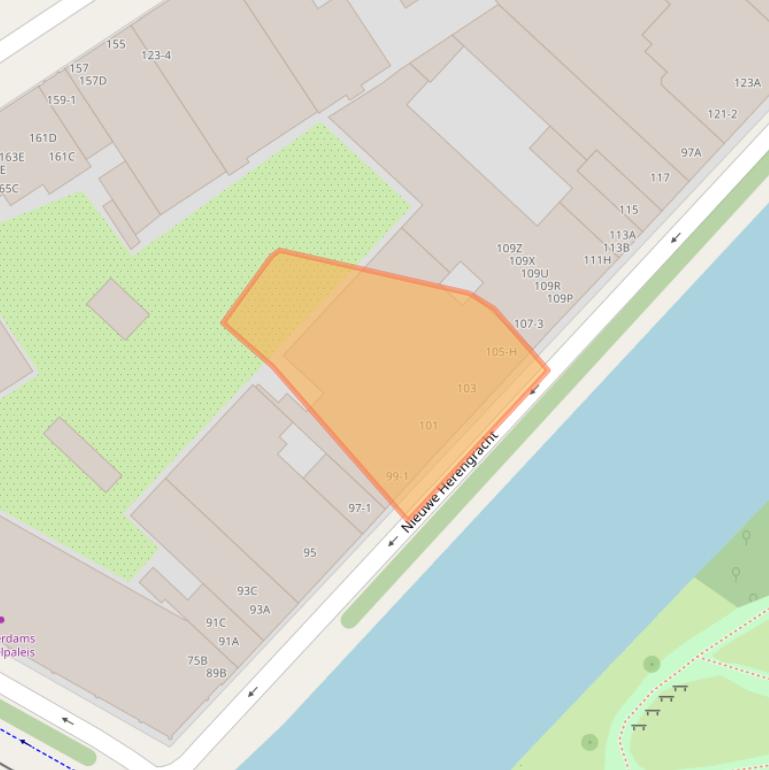 Kaart van postcodegebied 1011RZ.