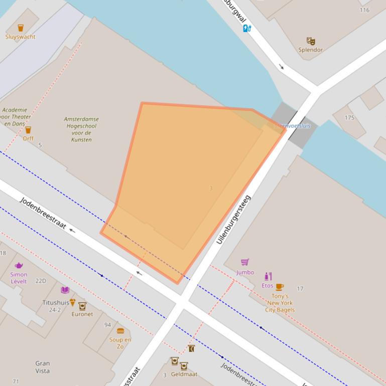 Kaart van postcodegebied 1011SM.