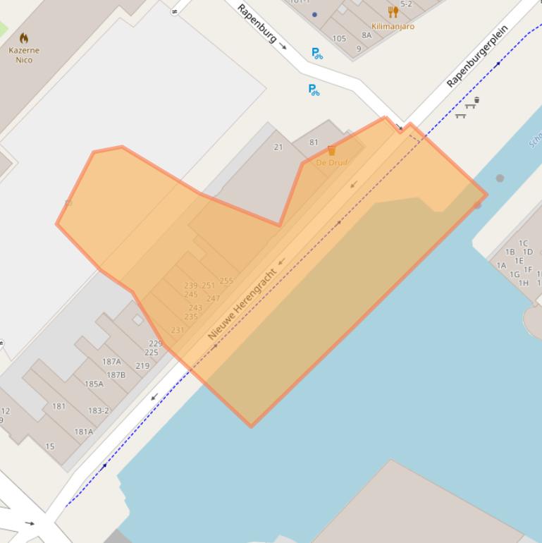 Kaart van postcodegebied 1011SP.