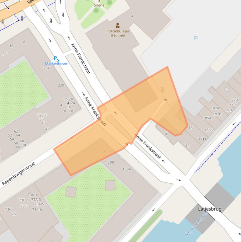 Kaart van postcodegebied 1011SR.