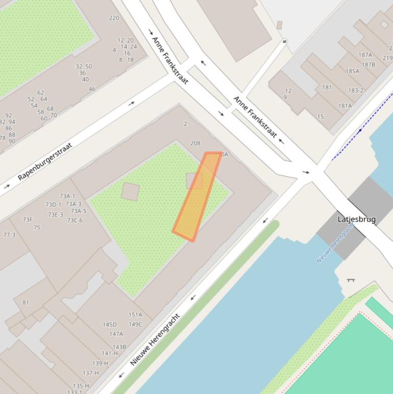 Kaart van postcodegebied 1011SW.