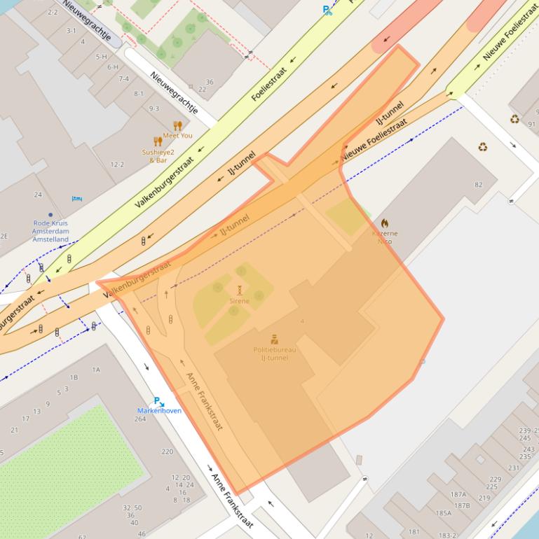 Kaart van postcodegebied 1011TA.