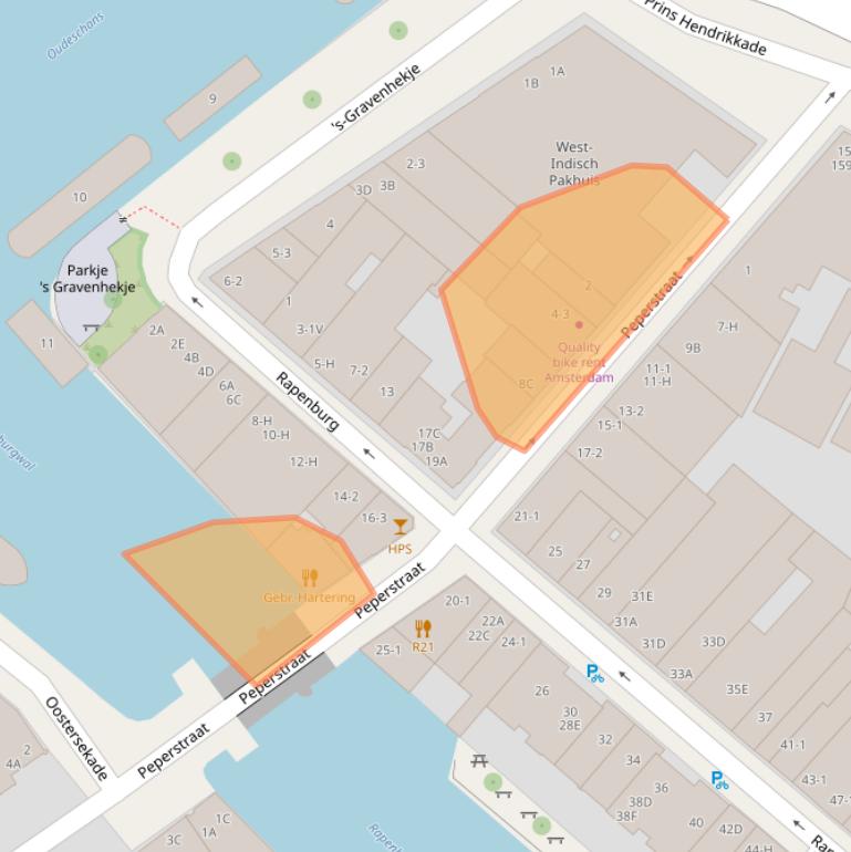 Kaart van postcodegebied 1011TL.