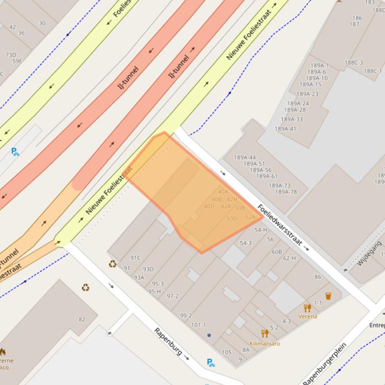 Kaart van postcodegebied 1011TN.