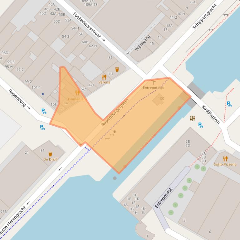 Kaart van postcodegebied 1011VB.