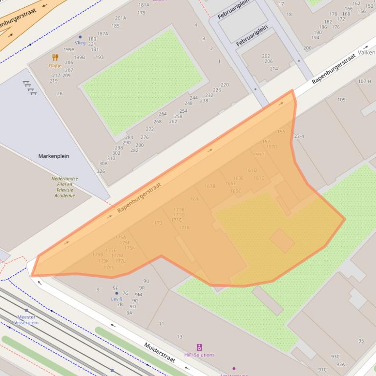 Kaart van postcodegebied 1011VM.