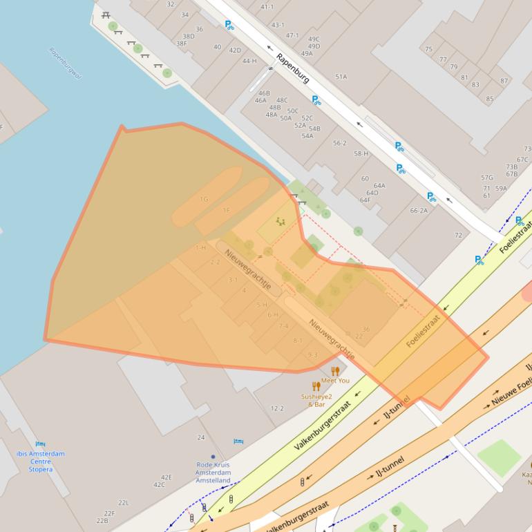 Kaart van postcodegebied 1011VP.