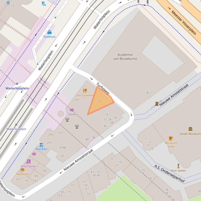 Kaart van postcodegebied 1011VT.