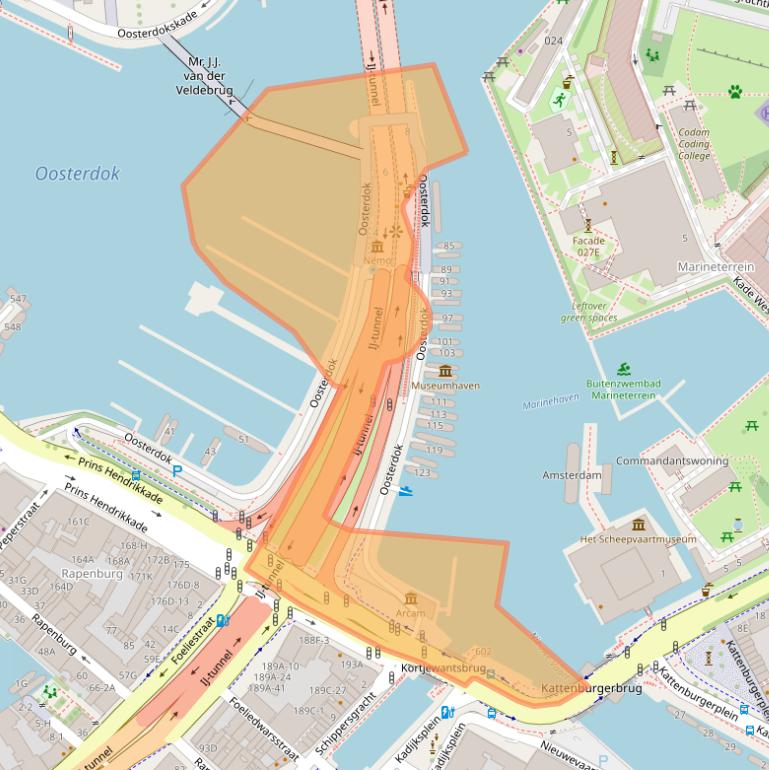 Kaart van postcodegebied 1011VX.