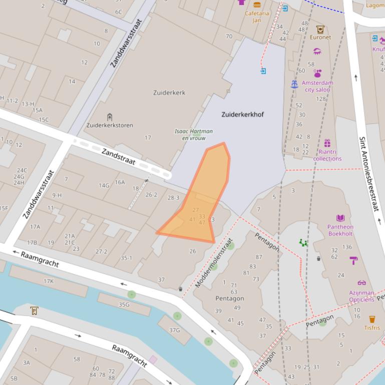 Kaart van postcodegebied 1011XA.