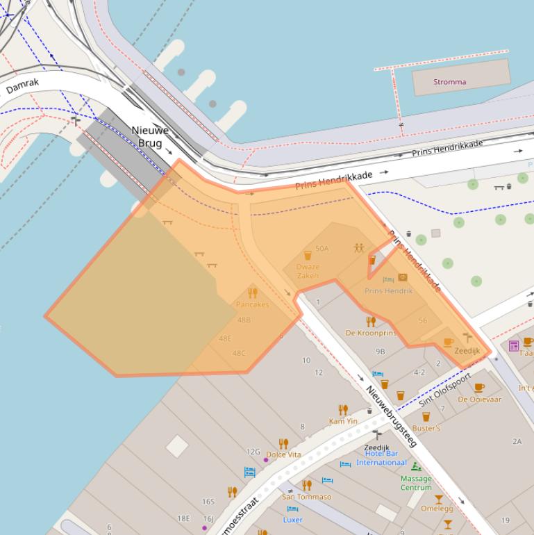 Kaart van postcodegebied 1012AC.