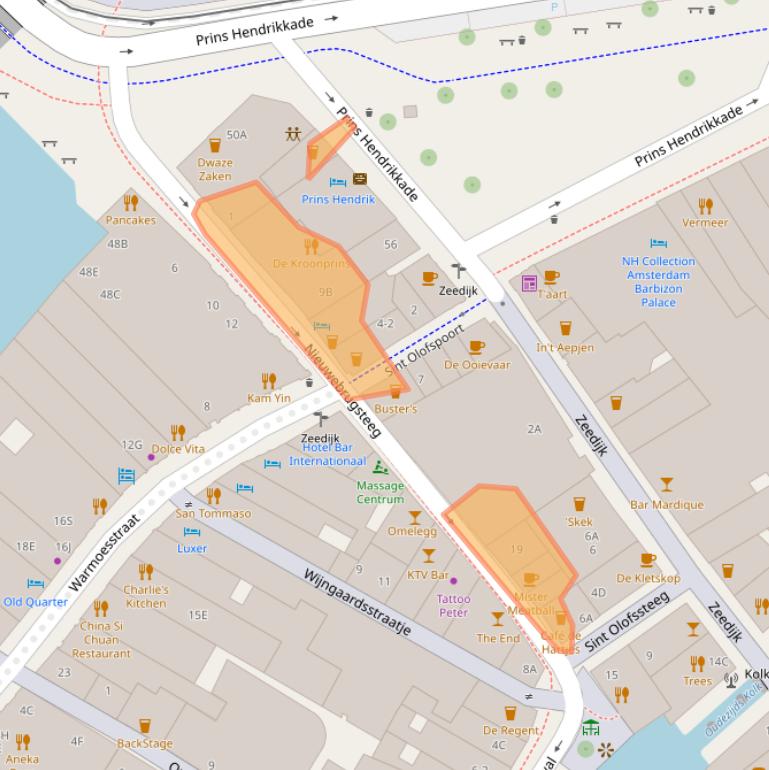 Kaart van postcodegebied 1012AG.