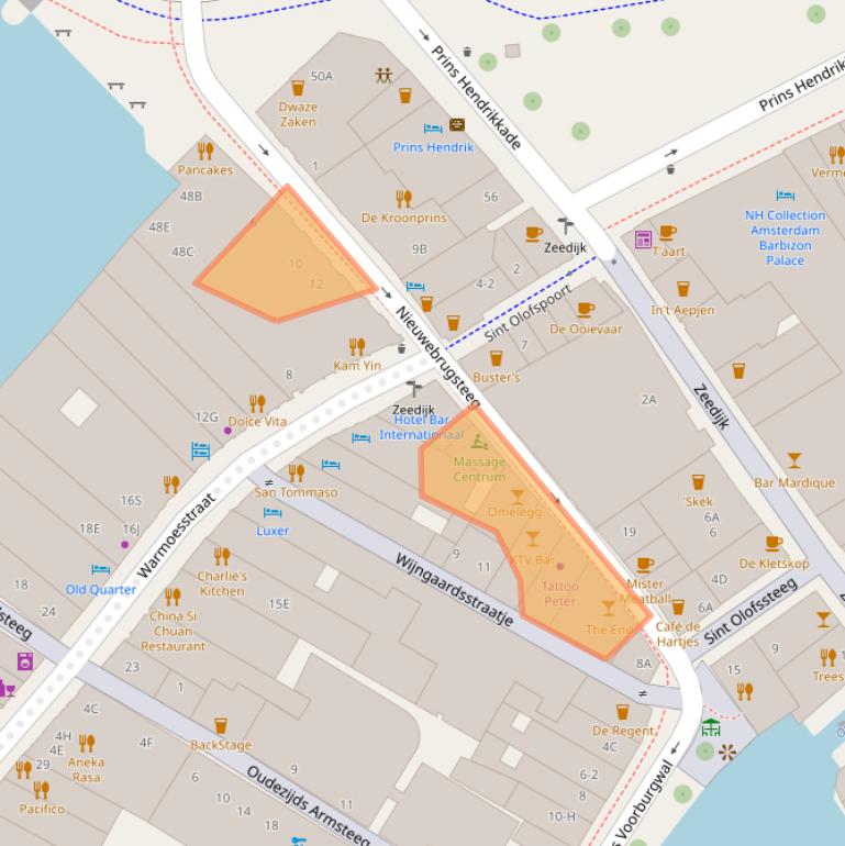 Kaart van postcodegebied 1012AH.