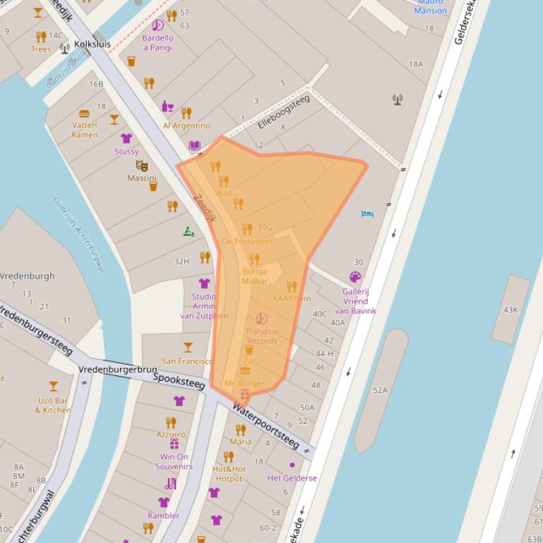 Kaart van postcodegebied 1012AR.