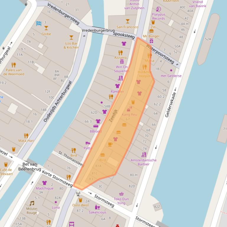 Kaart van postcodegebied 1012AS.