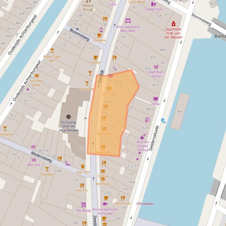 Kaart van postcodegebied 1012AV.