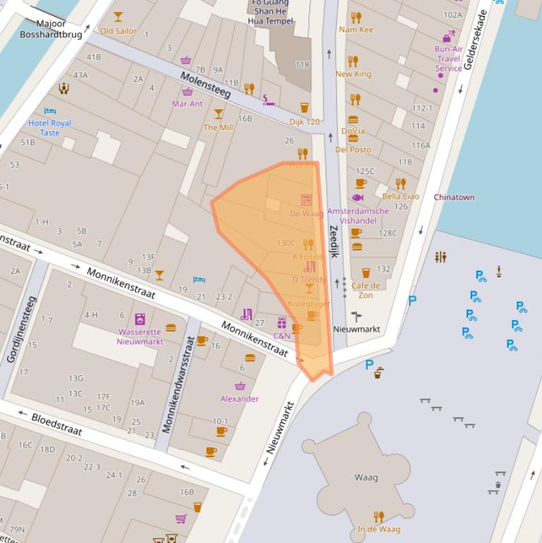 Kaart van postcodegebied 1012BC.