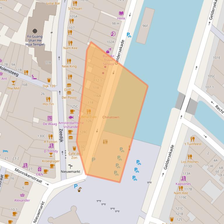 Kaart van postcodegebied 1012BN.