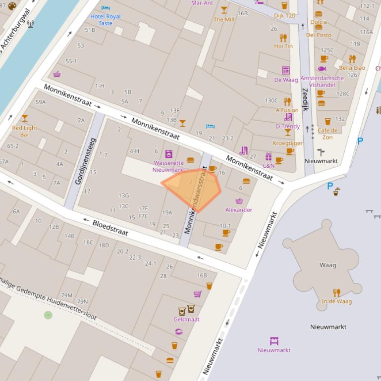 Kaart van postcodegebied 1012BR.