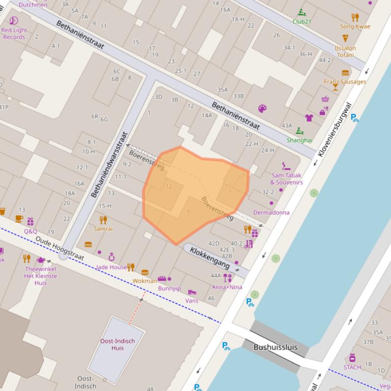 Kaart van postcodegebied 1012CC.