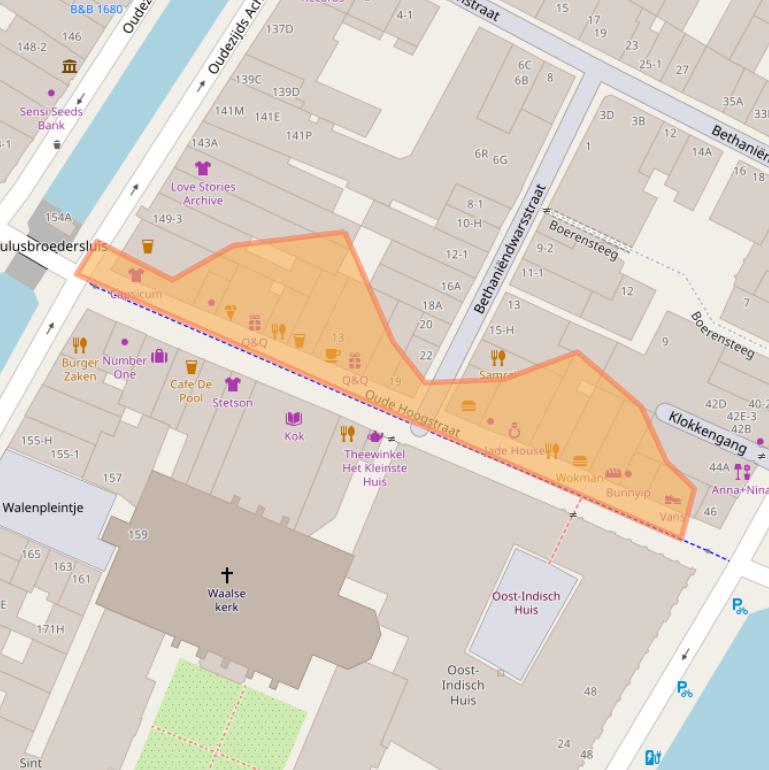 Kaart van postcodegebied 1012CD.