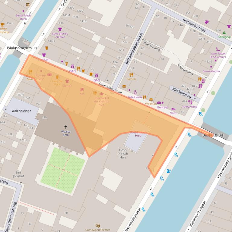 Kaart van postcodegebied 1012CE.