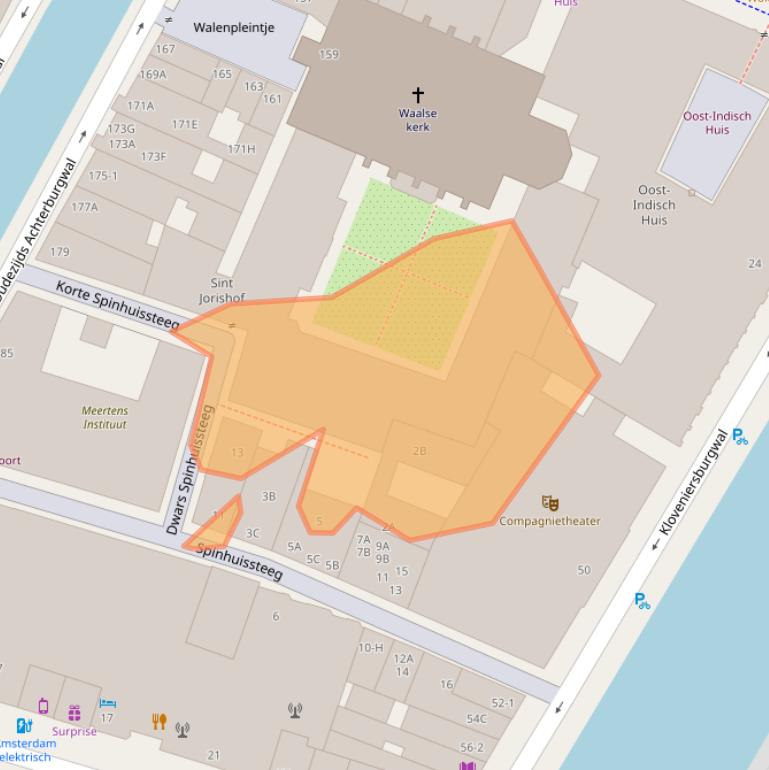 Kaart van postcodegebied 1012CH.