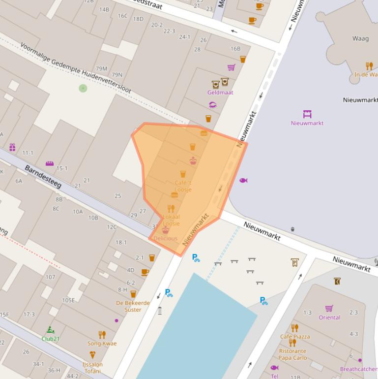 Kaart van postcodegebied 1012CS.