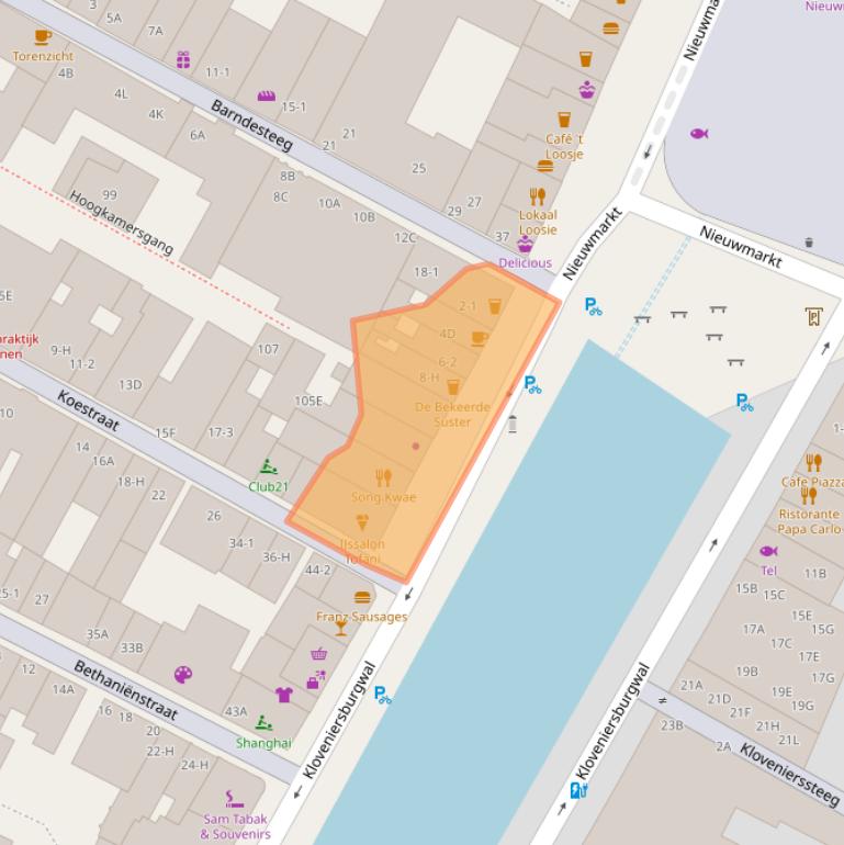 Kaart van postcodegebied 1012CT.