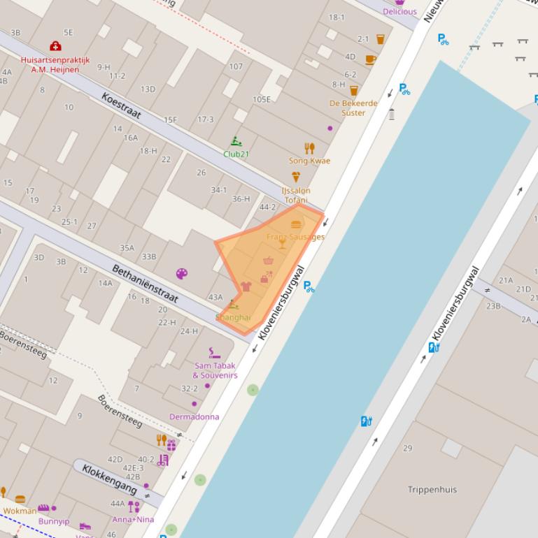 Kaart van postcodegebied 1012CV.