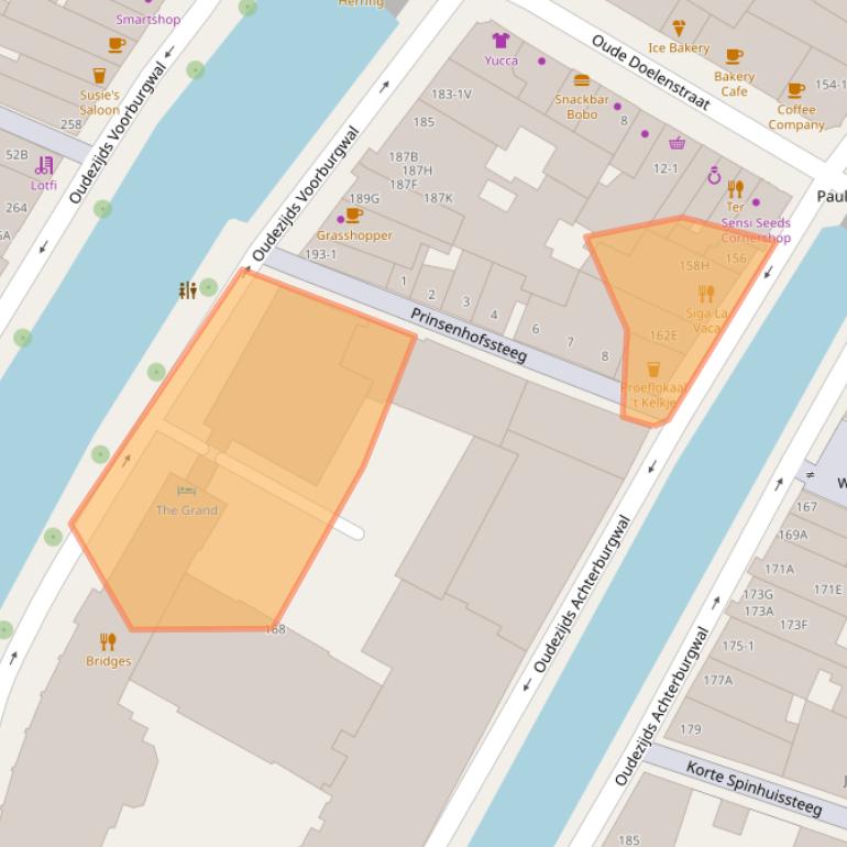 Kaart van postcodegebied 1012DW.