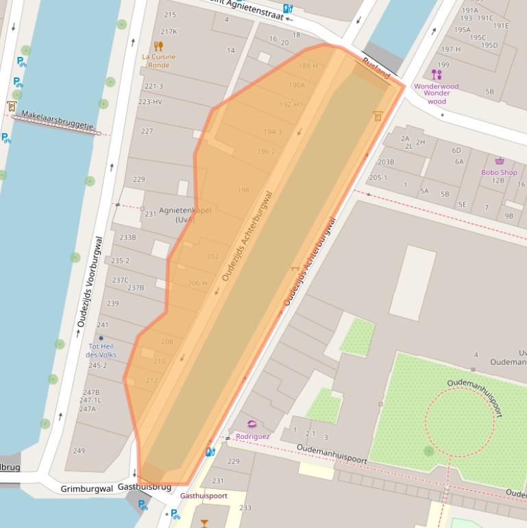 Kaart van postcodegebied 1012DX.