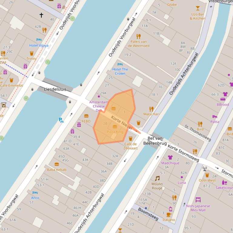 Kaart van postcodegebied 1012EA.