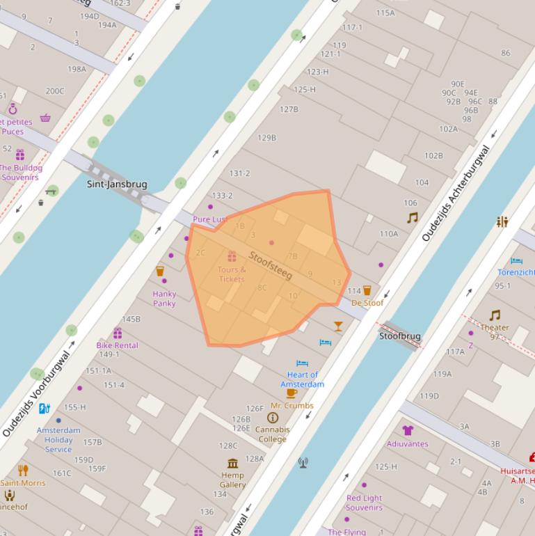 Kaart van postcodegebied 1012EC.