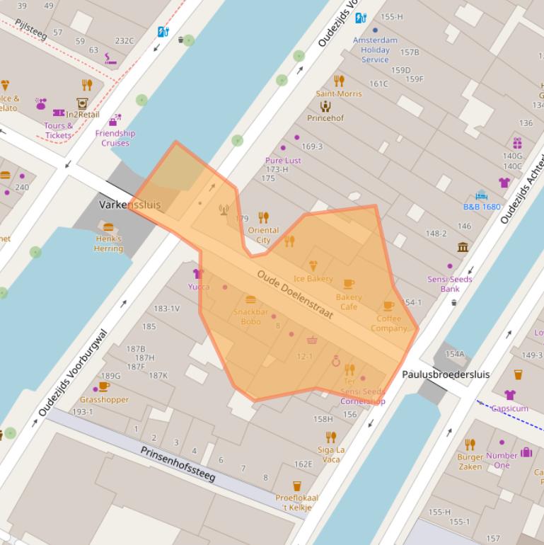 Kaart van postcodegebied 1012ED.