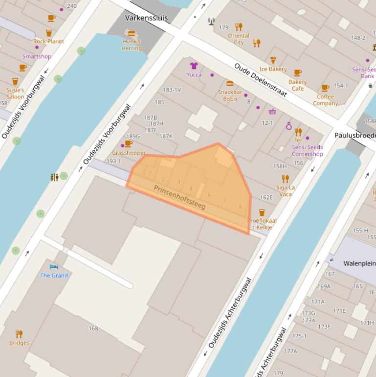 Kaart van postcodegebied 1012EE.