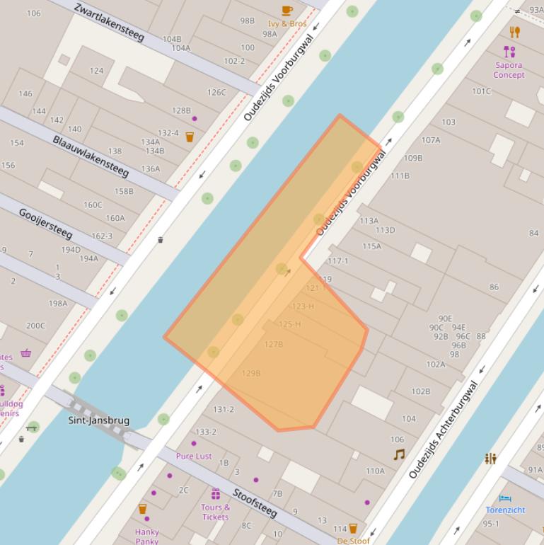 Kaart van postcodegebied 1012EP.