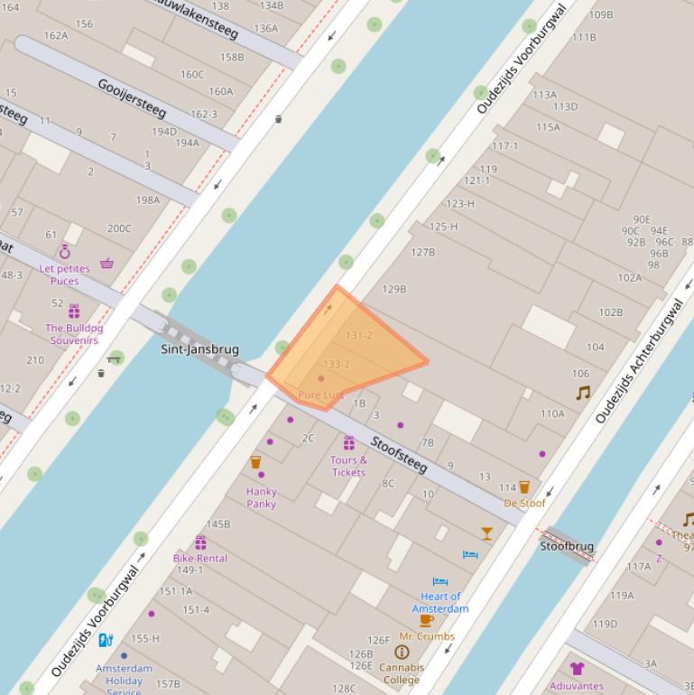 Kaart van postcodegebied 1012ER.