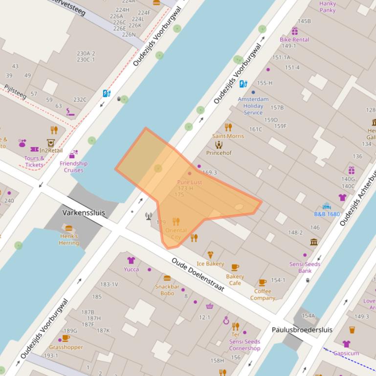 Kaart van postcodegebied 1012EV.