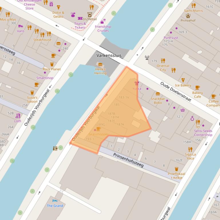 Kaart van postcodegebied 1012EW.