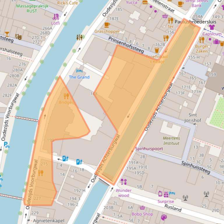 Kaart van postcodegebied 1012EX.