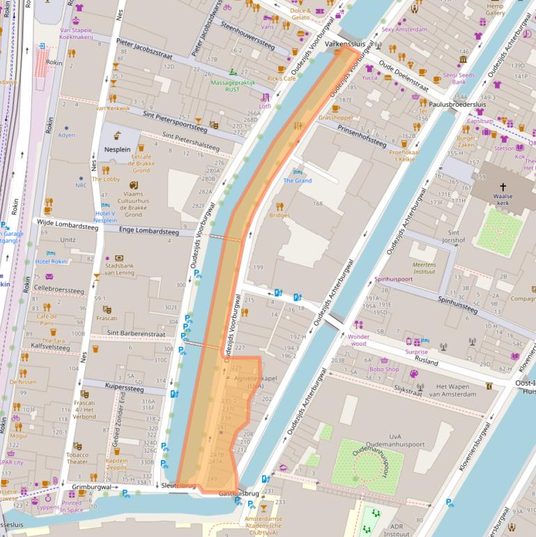 Kaart van postcodegebied 1012EZ.