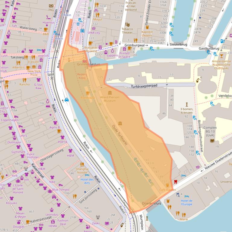 Kaart van postcodegebied 1012GC.