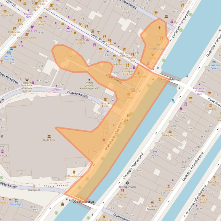 Kaart van postcodegebied 1012GE.